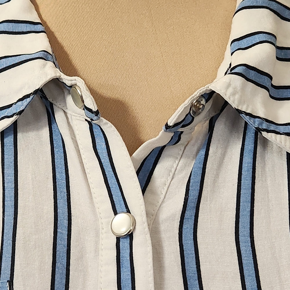 DEREK LAM 10 Crosby Striped Twist Waist Shirt Dress - Size 18 - Picture 6 of 14